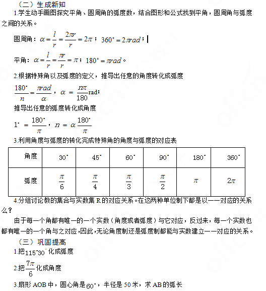 高中数学 弧度与角度的转化 一 考题回顾二 考题解析 教学过程 千题库